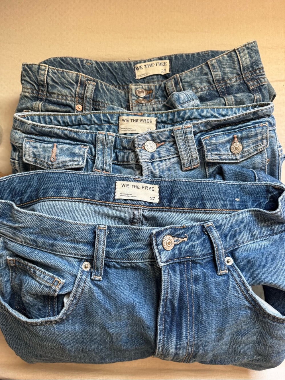 We The Free Women's Blue High-Rise Denim Jeans Trio
